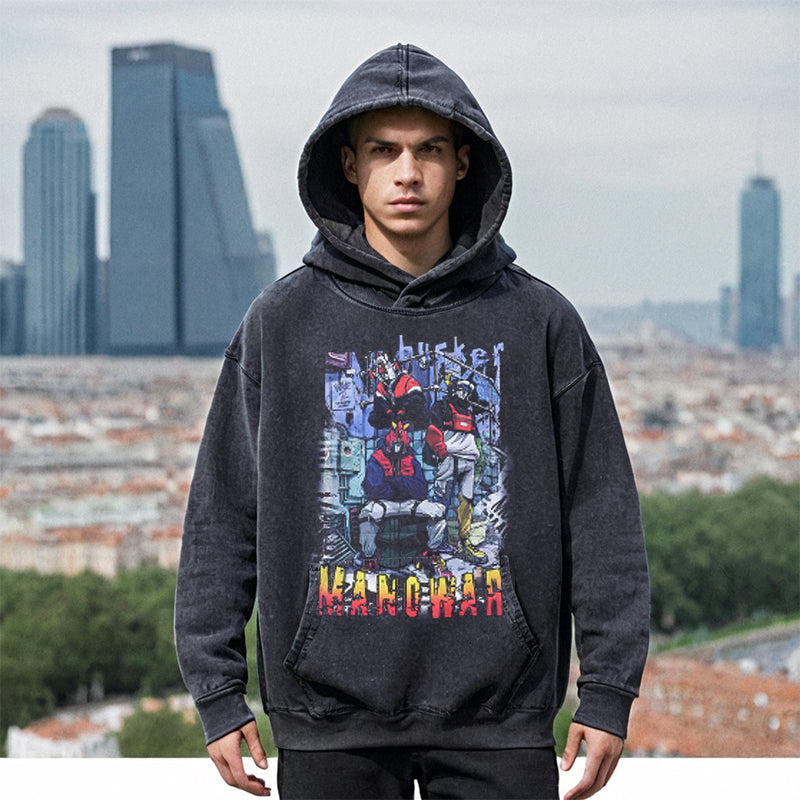 Mens Vintage Hoodie Loose Vintage Hooded Sweater