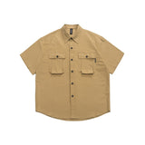 Unisex Shirt Summer Retro Three-Dimensional Pocket Loose