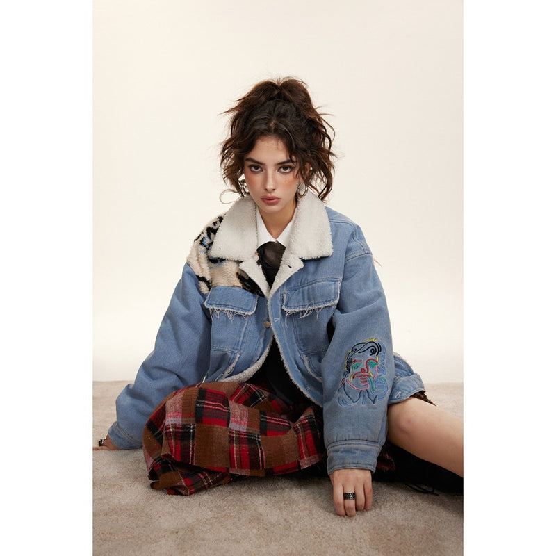Unisex Coat Lambswool Denim Coat