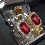 Rings Design Square Diamond Alloy Ring Hip Hop Royalty