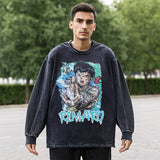 Mens Vintage Long Sleeve Shirt Cartoon Print T-Shirt Men and Women