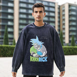 Mens Vintage Long Sleeve Shirt Printed Washed Long Sleeve T-Shirt