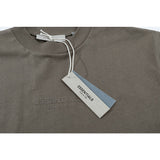 Fog Essentials T Shirts Spring Summer FOG Flocking Letters Crew Neck Pullover Short Sleeves