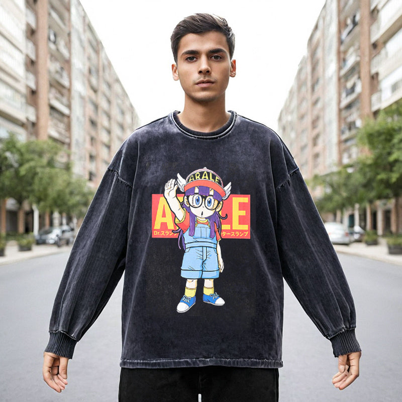 Mens Vintage Long Sleeve Shirt Cartoon Print Long Sleeve