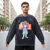 Mens Vintage Long Sleeve Shirt Cartoon Print Long Sleeve