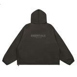 Unisex Coat FOG LOGO Zipper Ess Double Thread Hooded Cotton Clothing