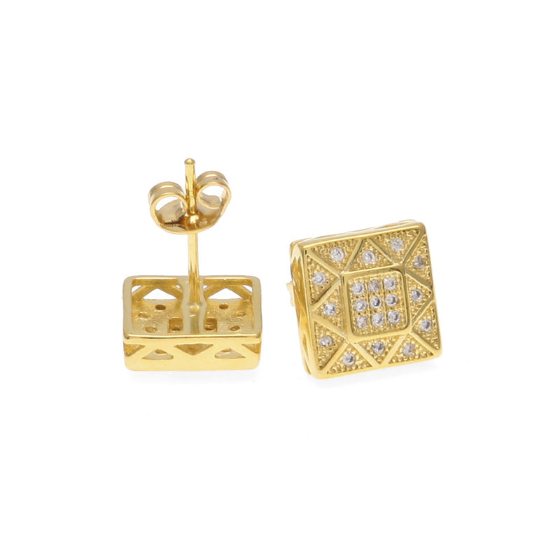 Earrings Zircon Square Earrings Spectrum rapper