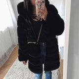 Women Fur Jacket Fashion Push Warm Long-Cut Coat