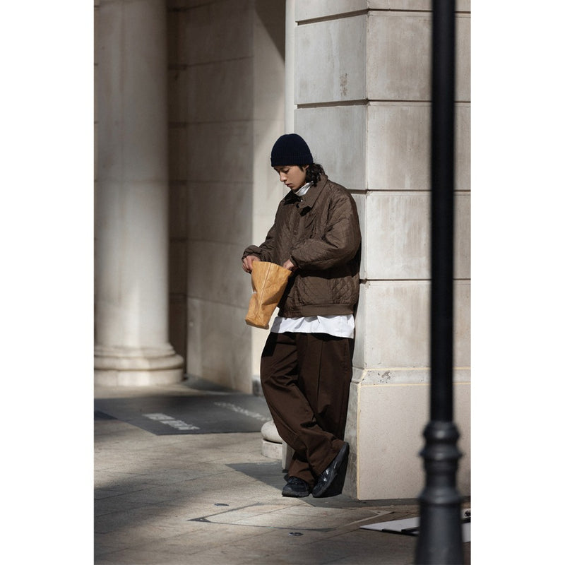 Unisex Coat Diamond Lattice Turn-down Collar Coat Cotton Jacket