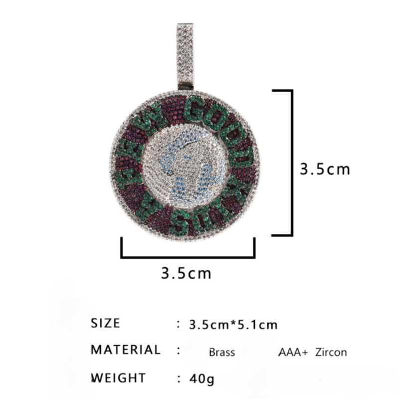 Jewelry Rotatable AFGK Earth Pendant Ma Siwei Full Diamond Tide Necklace Dog Tags rapper Spectrum