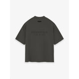 Fog Essentials T Shirts Spring Summer FGO Double Line Flocking Letter V-Neck Short Sleeve