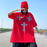 Men T-Shirt Cross Retro Couple Loose