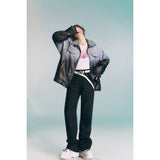 Unisex Coat Retro Gradient Baggy Coat PU Leather Coat