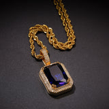 Jewelry Colored Square Solid Vintage Pendant Necklace with Diamonds ins Royalty Jesus Pieces Spectrum