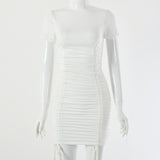 Women Dress Sexy Pleated Lace-up Dress