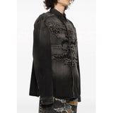 Unisex Denim Jacket Old Patch Embroidered Denim Casual Loose Jacket