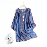 Women Dresses Embroidery Denim Dress