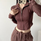 Women Hoodie Striped Stitching Tight Sports Sweater