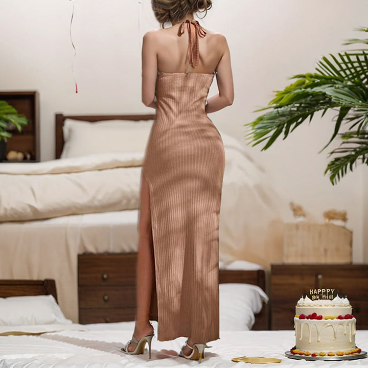 Birthday Dresses  Neck Backless Slit Thigh Dress