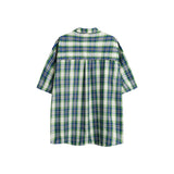 Unisex Shirt Loose Short Sleeve Shirt Plaid Coat