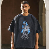 Mens Vintage T Shirt Direct Injection Printing Wash
