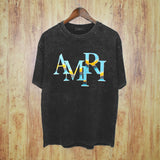 Amiri washed t-shirt gradientletterprinting short sleeve