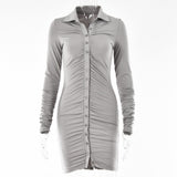 Women Dress Sexy Hot Girl Tight Pleated Dress