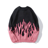 Men Sweater Flame Jacquard Knitwear Hip Hop