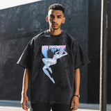 Mens Vintage T Shirt Print Wash Print Short Sleeve