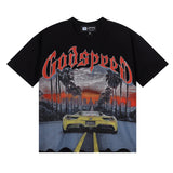 Godspeed T Shirts Road Supercar Printed Cotton Casual Short Sleeve Men and Women