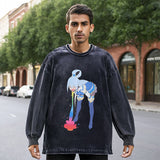 Mens Vintage Long Sleeve Shirt Vintage Cartoon Print