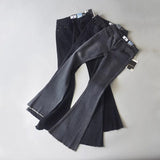 Women Jeans Frayed Flared Pants Stretch