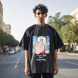 Mens Vintage T Shirt Cotton Washed Sleeve T-Shirt Men's and Women's