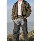 Unisex Pants Vintage Spliced Belt Trim Jeans