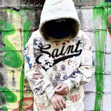 Cactus Flea Market Hoodie Graffiti Cartoon Printed Hoodie Loose Hoodie Coat