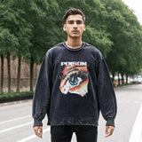 Mens Vintage Long Sleeve Shirt Men's Crew Neck Pullover T-Shirt