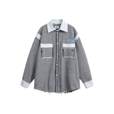 Unisex Shirt Retro Patchwork Brushed Plaid Coat