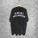 Amiri washed t-shirt hollywood pure letter short sleeves
