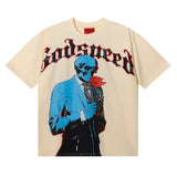 Godspeed T Shirts Skull Gentleman Rose Print Cotton Casual Short Sleeve Men and Women