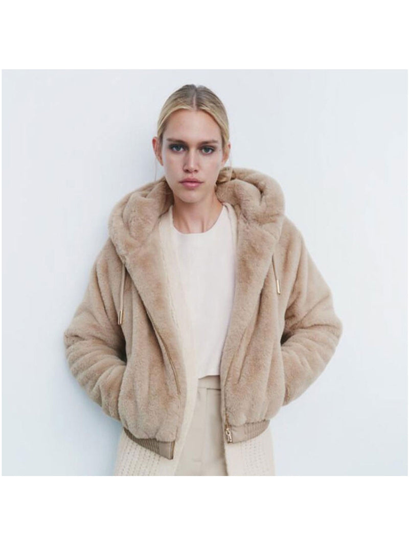 Women Cotton Coat Casual Fur Hairy Cotton Jacket