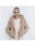 Women Cotton Coat Casual Fur Hairy Cotton Jacket