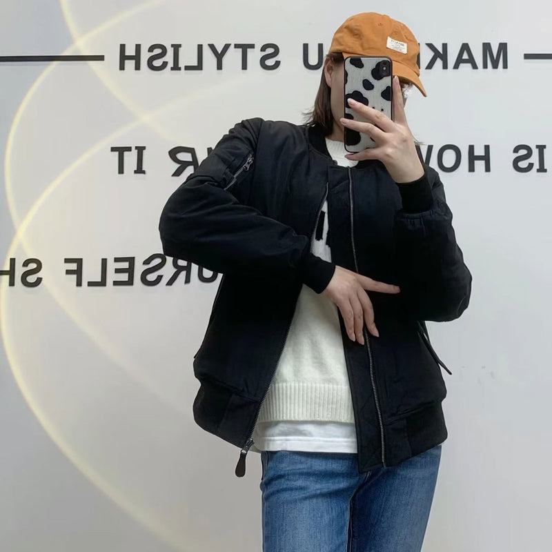 Women Cotton Coat Autumn and Winter Green Casual Baseball Uniform