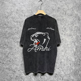 Amiri washed t-shirt black panther short sleeve