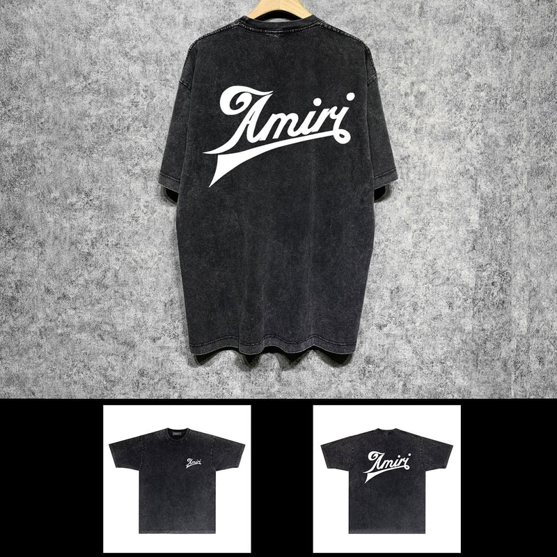 Amiri washed t-shirt oblique text short sleeve