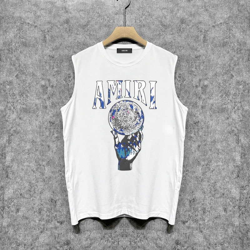 Amiri tank top colorful hand rest planet print