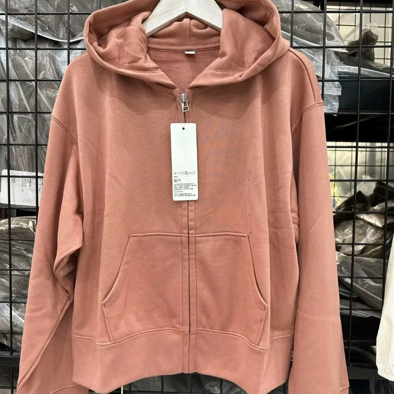 Women Hoodie Loose Solid Color Simple