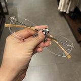 CHH Chrome Hearts Glasses Frame Pure Titanium Ultra Light Frameless Perforated Business Myopia Frame