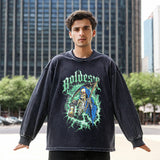 Mens Vintage Long Sleeve Shirt Cartoon Print T-Shirt Men and Women