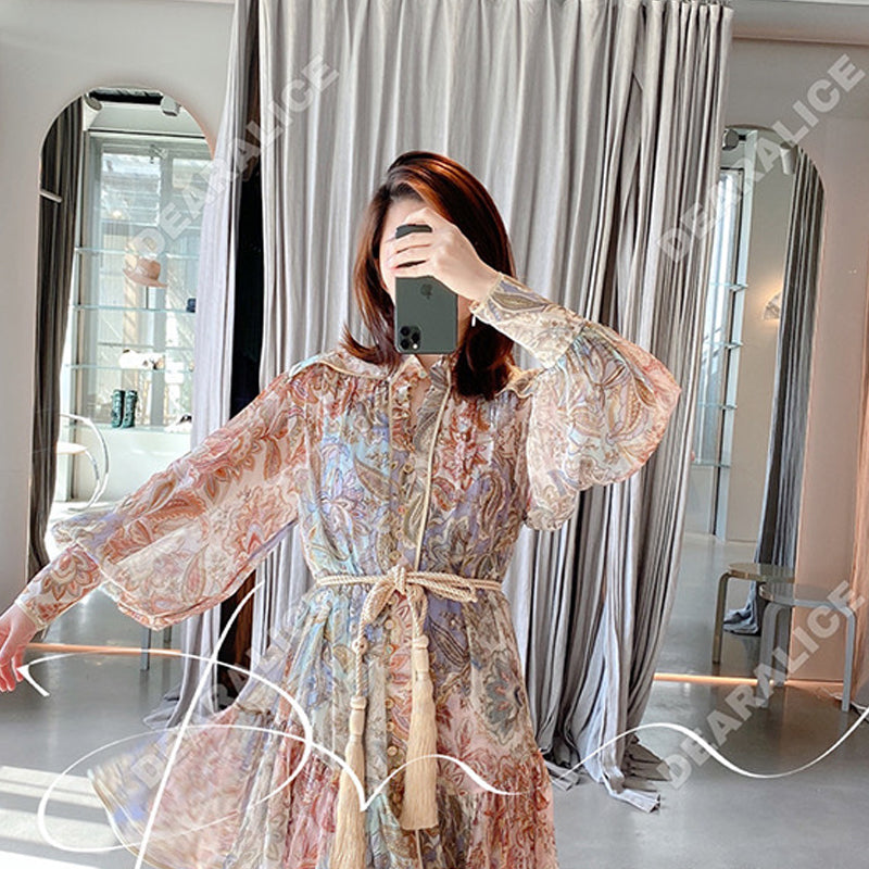 Betty Draper Valentine's Day Dress Autumn Vintage Printed Dress