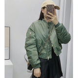 Women Cotton Coat Solid Color Retro Loose Baseball Uniform